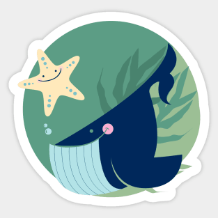 Whale & Starfish No.2 Sticker